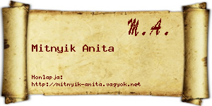 Mitnyik Anita névjegykártya